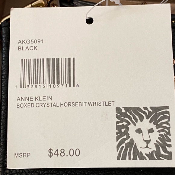 Anne Klein Black Boxed Crystal Horsebit Wristlet - Picture 3 of 5